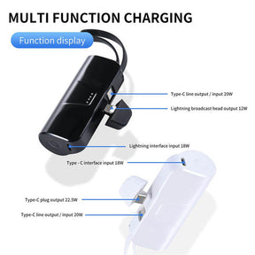 Ultra-Portable Capsule Power Bank – 5000mAh with Integrated Cable