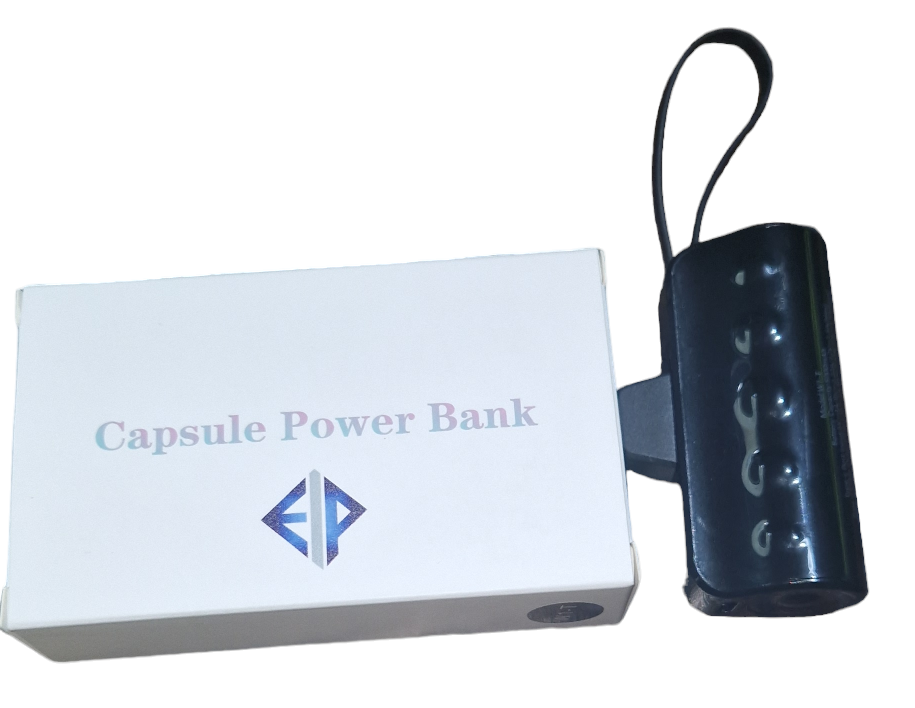 Ultra-Portable Capsule Power Bank – 5000mAh with Integrated Cable